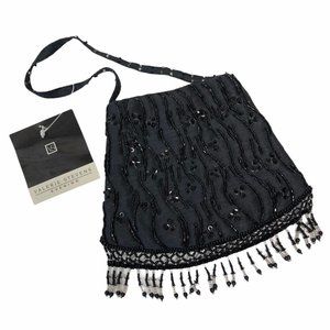NWT NEW Valerie Stevens Black Beaded Handbag Purse Tassel Evening Prom‎